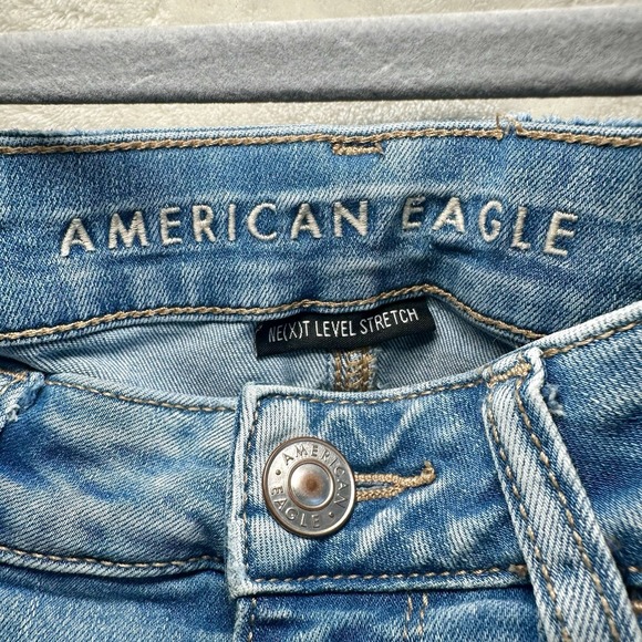 American Eagle Next Level Hi Rise Distressed Jegging Jeans Crop Raw Jagged Hem 6 - Picture 2 of 6
